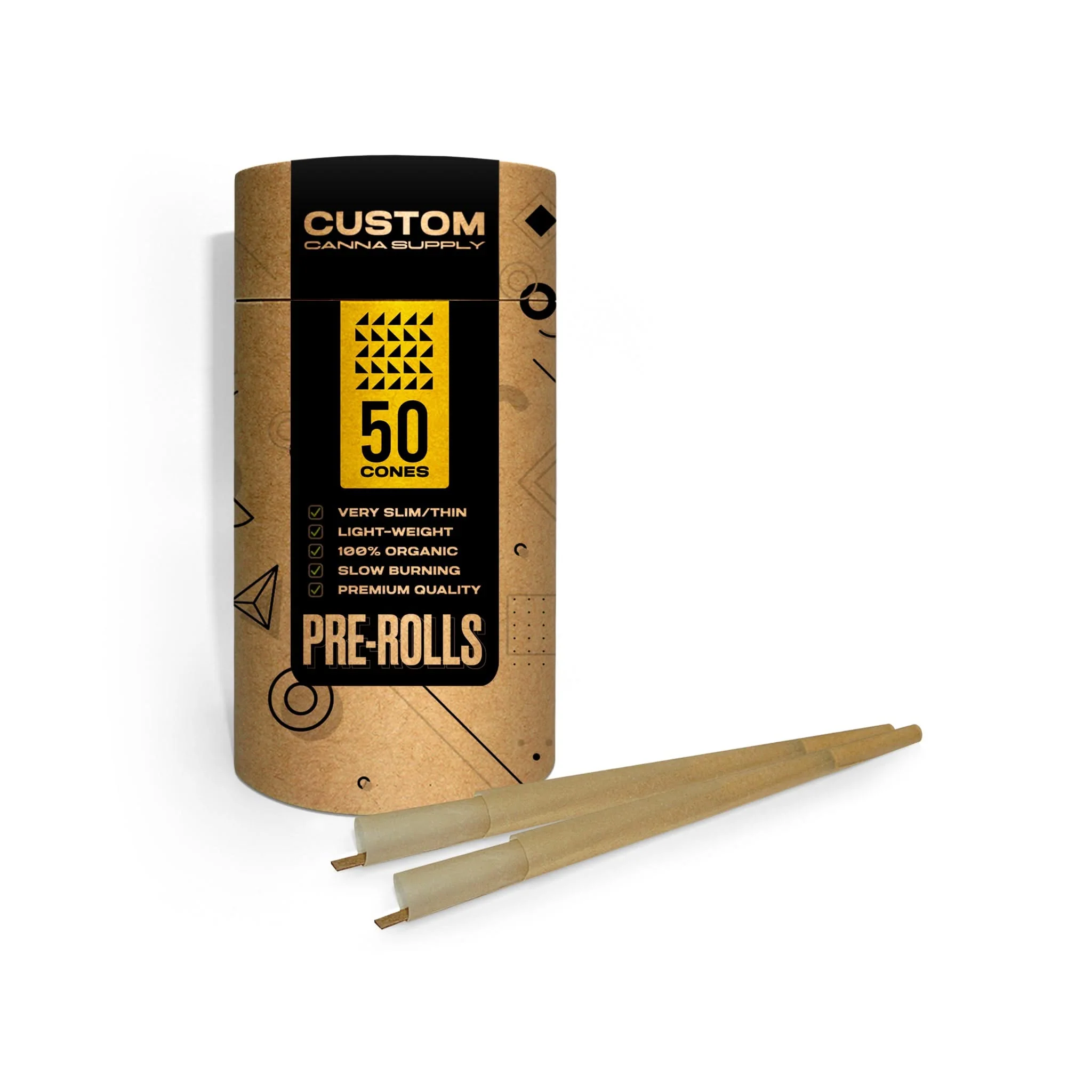 Custom Pre Rolled Cones in Kraft Tube Retail Packaging (50CT)